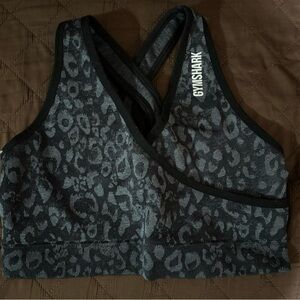 Gymshark Black and Gray Leopard Sports Bra